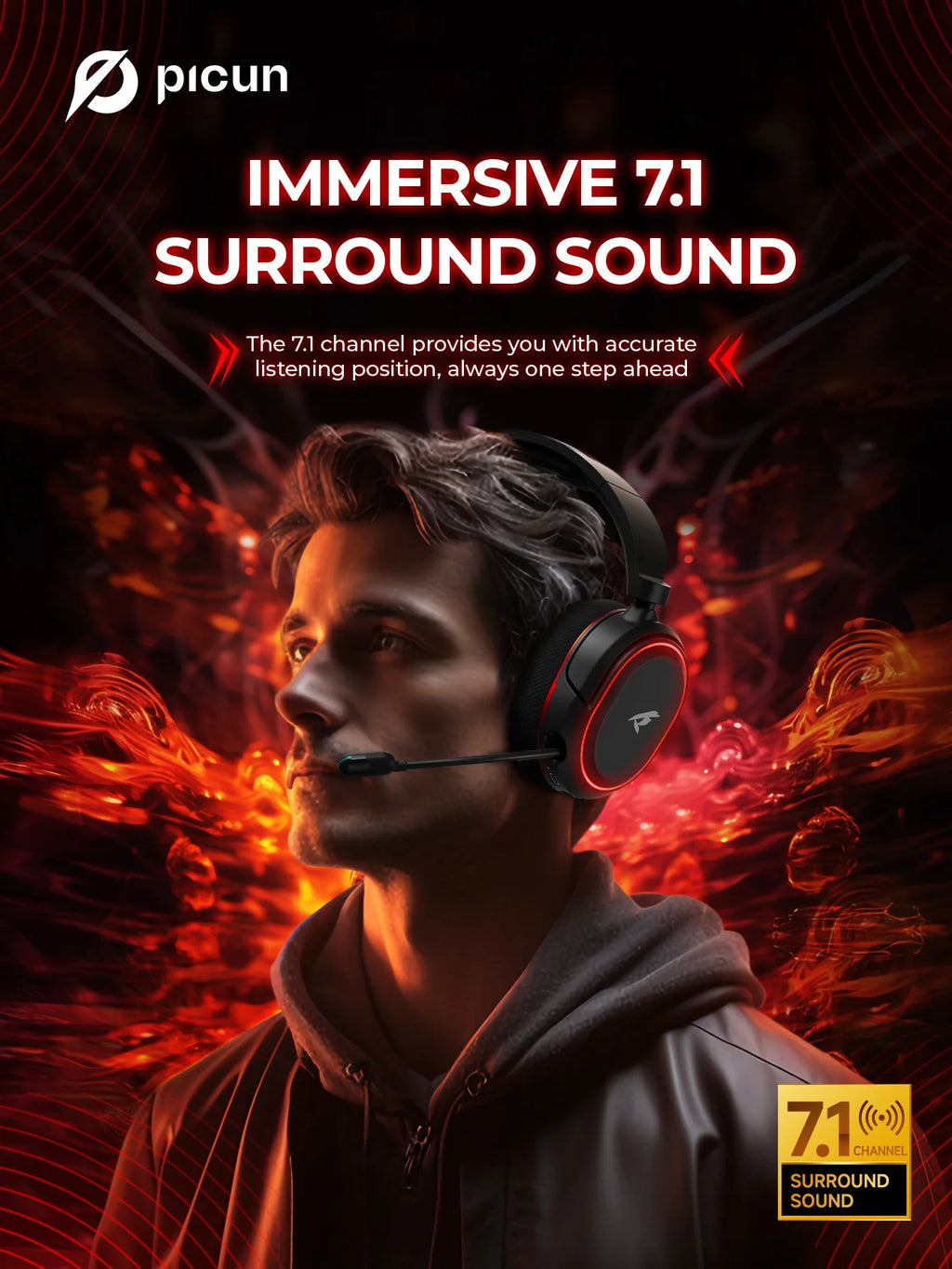 Picun G2 | 5ms Ultra-Low Latency Wireless Gaming Headset with 7.1 Audio