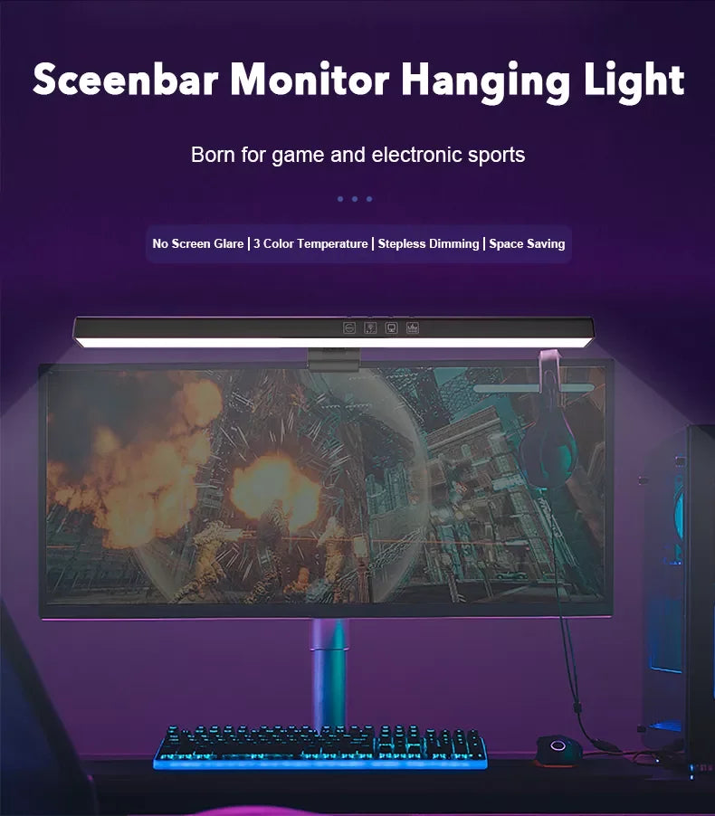 Lumina Pro: Dual-Source Monitor Light Bar with RGB Backlight