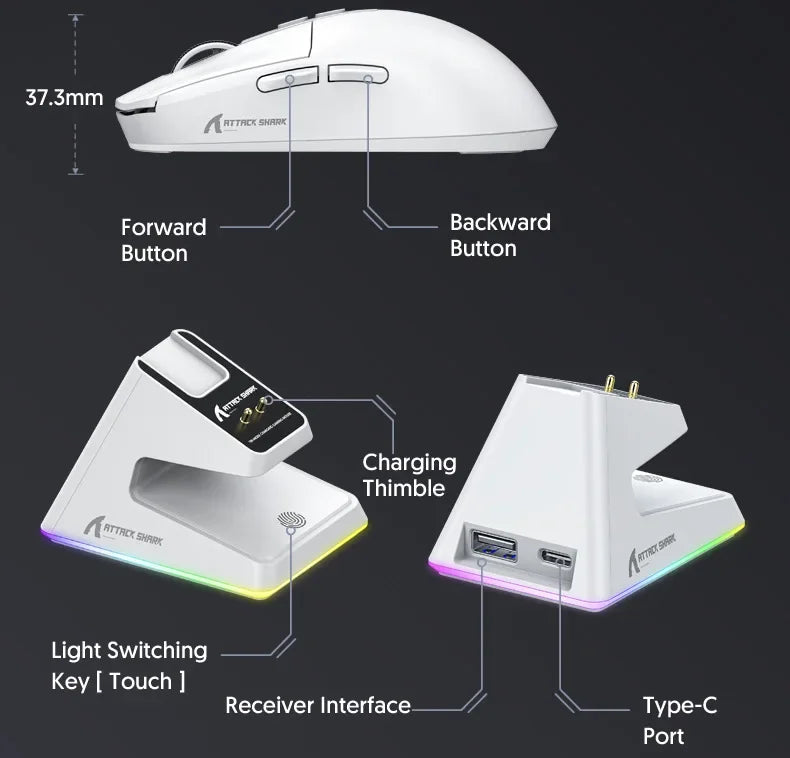 Attack Shark X6: Tri-Mode Wireless Gaming Mouse with Charging Dock