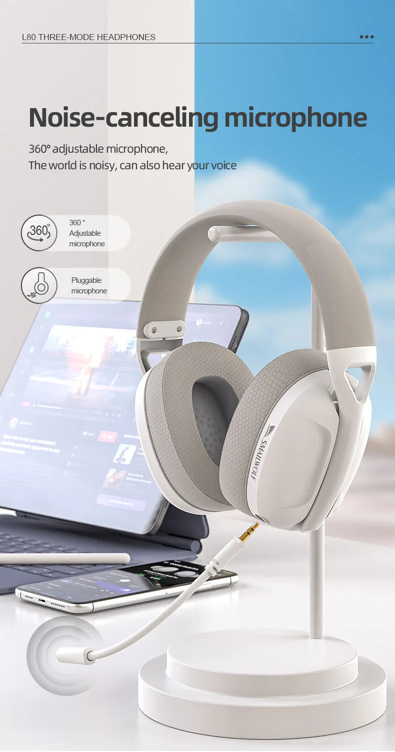 SMAILWOLF L80/ G900 PRO – High-Performance Tri-Mode Wireless Headset for PC & Laptop