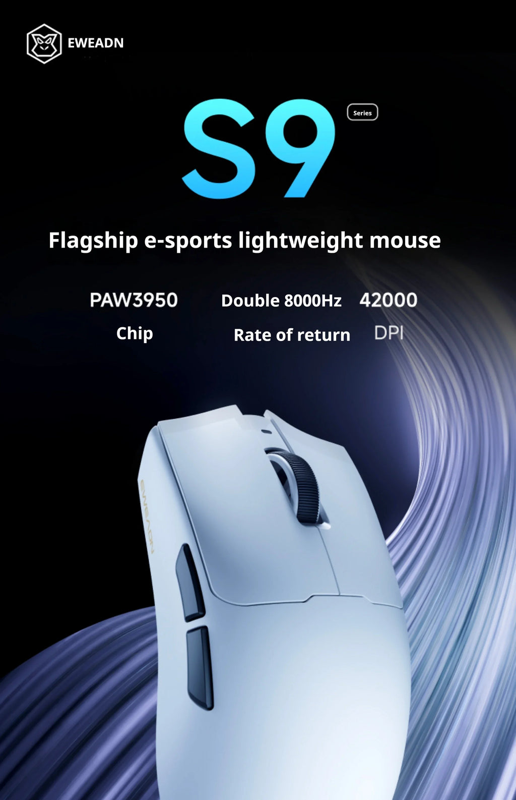 EWEADN S9 Pro: PAW3395 Professional Wireless Mouse 8K Hz