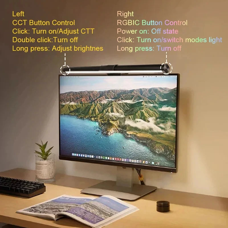 Lumina Pro: Dual-Source Monitor Light Bar with RGB Backlight