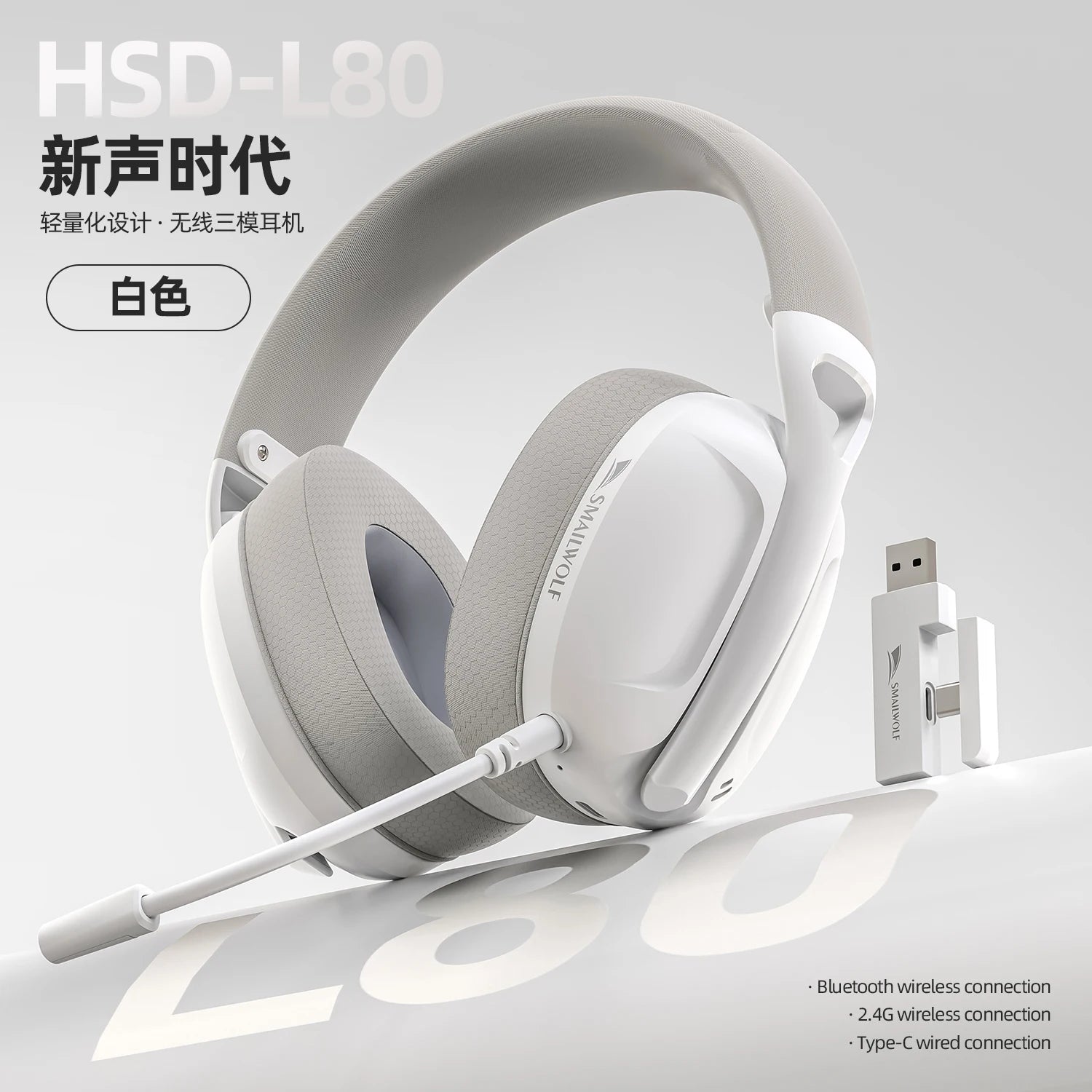 SMAILWOLF L80/ G900 PRO – High-Performance Tri-Mode Wireless Headset for PC & Laptop